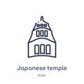 Linear japanese temple icon from Buildings outline collection. Thin line japanese temple icon isolated on white background.