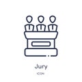 Linear jury icon from Law and justice outline collection. Thin line jury icon isolated on white background. jury trendy Royalty Free Stock Photo