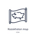 Linear kazakhstan map icon from Countrymaps outline collection. Thin line kazakhstan map vector isolated on white background.