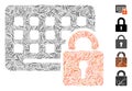 Linear Keypad Locked Icon Vector Collage