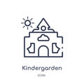 Linear kindergarden icon from Kid and baby outline collection. Thin line kindergarden icon isolated on white background.