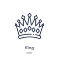Linear king icon from Luxury outline collection. Thin line king icon isolated on white background. king trendy illustration
