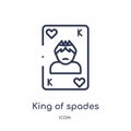 Linear king of spades icon from Gaming outline collection. Thin line king of spades icon isolated on white background. king of