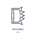 Linear knuckles icon from Asian outline collection. Thin line knuckles vector isolated on white background. knuckles trendy Royalty Free Stock Photo