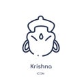 Linear krishna icon from India outline collection. Thin line krishna icon isolated on white background. krishna trendy