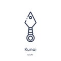 Linear kunai icon from Asian outline collection. Thin line kunai vector isolated on white background. kunai trendy illustration