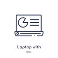 Linear laptop with analysis icon from Business and analytics outline collection. Thin line laptop with analysis vector isolated on