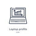 Linear laptop profits graphics icon from Business and analytics outline collection. Thin line laptop profits graphics vector