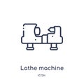 Linear lathe machine icon from Industry outline collection. Thin line lathe machine icon isolated on white background. lathe Royalty Free Stock Photo