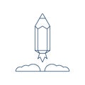 Linear launch rocket pencil icon