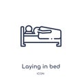 Linear laying in bed icon from Behavior outline collection. Thin line laying in bed vector isolated on white background. laying in