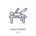 Linear lazy human icon from Feelings outline collection. Thin line lazy human vector isolated on white background. lazy human