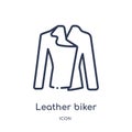 Linear leather biker jacket icon from Clothes outline collection. Thin line leather biker jacket vector isolated on white