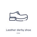 Linear leather derby shoe icon from Clothes outline collection. Thin line leather derby shoe vector isolated on white background.