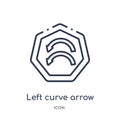 Linear left curve arrow icon from Arrows outline collection. Thin line left curve arrow vector isolated on white background. left Royalty Free Stock Photo