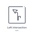 Linear left intersection icon from Maps and Flags outline collection. Thin line left intersection icon isolated on white