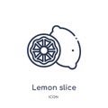 Linear lemon slice icon from Food outline collection. Thin line lemon slice icon isolated on white background. lemon slice trendy