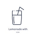 Linear lemonade with straw icon from Bistro and restaurant outline collection. Thin line lemonade with straw vector isolated on