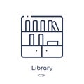 Linear library icon from Education outline collection. Thin line library vector isolated on white background. library trendy