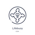 Linear lifebuoy icon from Internet security outline collection. Thin line lifebuoy icon isolated on white background. lifebuoy Royalty Free Stock Photo