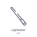 Linear lightsaber icon from Entertainment and arcade outline collection. Thin line lightsaber vector isolated on white background