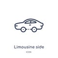 Linear limousine side view icon from Mechanicons outline collection. Thin line limousine side view icon isolated on white