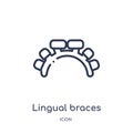 Linear lingual braces icon from Dentist outline collection. Thin line lingual braces icon isolated on white background. lingual