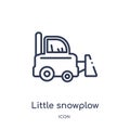 Linear little snowplow icon from Construction outline collection. Thin line little snowplow vector isolated on white background.