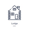 Linear lodge icon from Camping outline collection. Thin line lodge vector isolated on white background. lodge trendy illustration Royalty Free Stock Photo