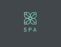 Linear logo natural leaf pattern for spa salon