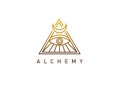 Linear logo pyramid with an isothermal eye alchemy Royalty Free Stock Photo