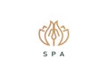 Linear logo hands and lotus for massage.salon