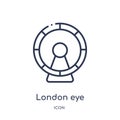 Linear london eye icon from Buildings outline collection. Thin line london eye vector isolated on white background. london eye