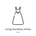 Linear long bandeau dress icon from Clothes outline collection. Thin line long bandeau dress vector isolated on white background.