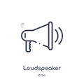 Linear loudspeaker icon from Charity outline collection. Thin line loudspeaker vector isolated on white background. loudspeaker