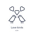 Linear love birds icon from Birthday party outline collection. Thin line love birds vector isolated on white background. love