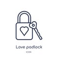 Linear love padlock icon from Birthday party outline collection. Thin line love padlock vector isolated on white background. love