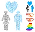 Linear Love Persons Icon Vector Mosaic