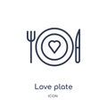Linear love plate icon from Birthday party outline collection. Thin line love plate vector isolated on white background. love
