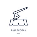 Linear lumberjack icon from General outline collection. Thin line lumberjack icon isolated on white background. lumberjack trendy