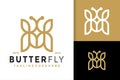 Linear Luxury Butterfly Logo Design, brand identity logos vector, modern logo, Logo Designs Vector Illustration Template Royalty Free Stock Photo