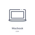 Linear macbook icon from Electronic devices outline collection. Thin line macbook vector isolated on white background. macbook Royalty Free Stock Photo