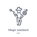 Linear magic assistant icon from Magic outline collection. Thin line magic assistant icon isolated on white background. magic