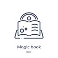 Linear magic book icon from Magic outline collection. Thin line magic book icon isolated on white background. magic book trendy