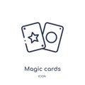 Linear magic cards icon from Entertainment and arcade outline collection. Thin line magic cards vector isolated on white