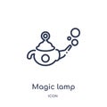 Linear magic lamp icon from Magic outline collection. Thin line magic lamp icon isolated on white background. magic lamp trendy