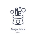 Linear magic trick icon from Magic outline collection. Thin line magic trick icon isolated on white background. magic trick trendy