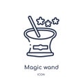 Linear magic wand icon from Circus outline collection. Thin line magic wand vector isolated on white background. magic wand trendy