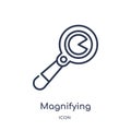 Linear magnifying glass with worms icon from General outline collection. Thin line magnifying glass with worms icon isolated on