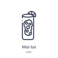 Linear mai tai icon from Drinks outline collection. Thin line mai tai vector isolated on white background. mai tai trendy Royalty Free Stock Photo